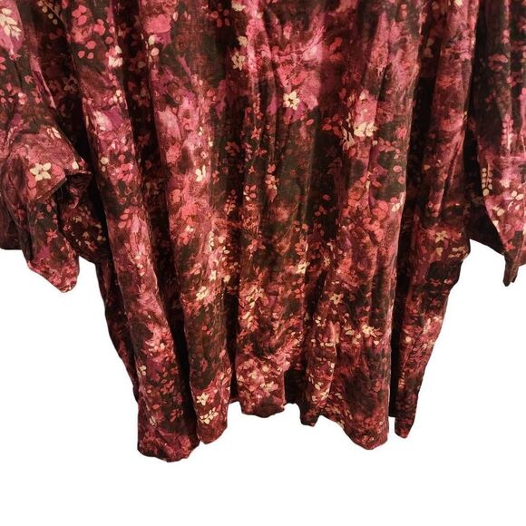 Catherines Suprema Collection NWOT Burgundy Pink Floral Layering Top Size 5X - Picture 6 of 8